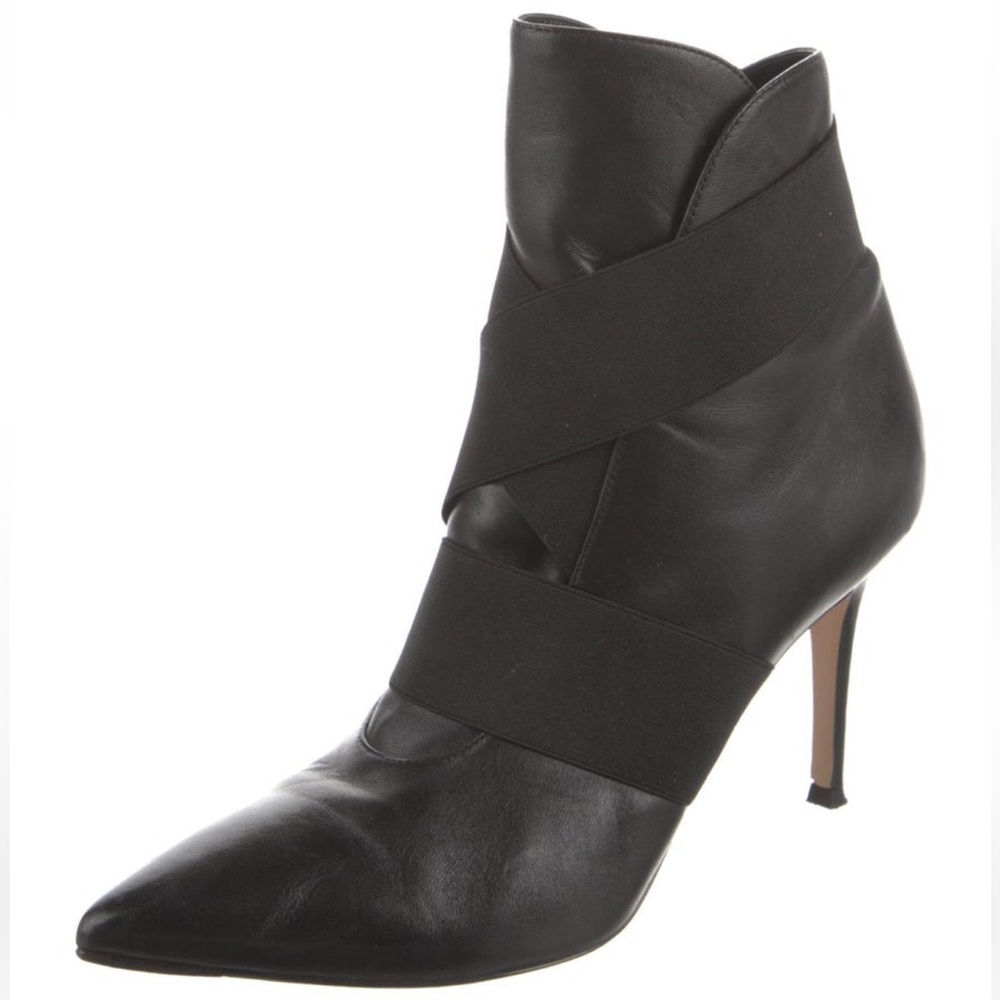 Gianvito Rossi Leather Grosgrain Trim Sock Boots size 39 or 8/8.5 in US.